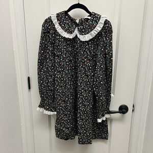 Floral Dress with Lace Collar